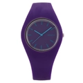 Fashionable purple silicone quartz watch for women with colorful markers and Geneva dial - Purple