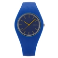 Blue silicone strap Geneva watch featuring deep blue dial and contrasting yellow hands - Royal Blue