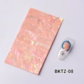Pink natural shell nail sticker BKTZ-08 with iridescent texture and jewelry sample - No.08 / Warm Pink Iridescent