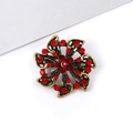 Vintage style bronze alloy brooch pin with red rhinestones in floral design - Red Rhinestone - Windmill Shape (XD5454-1)