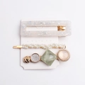 3-piece hair clip set with marble resin, faux pearls and geometric gold alloy pins - Multicolor Set (3)
