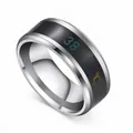 Men's silver stainless steel temperature sensitive ring displaying 38 Celsius degrees - US 6 / Silver