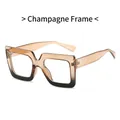Square oversized blue light blocking glasses with champagne to black gradient frame - Champagne Gradient Frame