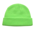 Detail view of the chunky ribbed knit texture on a bright neon green winter beanie hat - Fluorescent Green