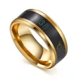 Men's temperature sensing stainless steel ring in gold and black with 38°C display - US 6 / Gold