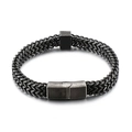 Vintage industrial wheat chain bracelet for men with textured matte metal clasp - Wheat Pattern Square Clasp Style (KB112073-K)