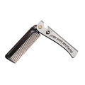 Folding pocket comb with silver metal handle and brown teeth for men hair styling - Stainless Steel/PP Plastic / Amber Fine Teeth Folding Comb