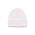Weiche hellrosa gestrickte Beanie-Mütze für Kinder mit klassischer Rippstruktur für Winter - Weiß