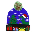 Detail of Christmas knitted hat with LED lights featuring reindeer and dinosaur patterns - 56-60cm / Blue Christmas Tree(ZZM61)