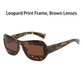 Cat eye sunglasses with trendy leopard print frame and brown lenses in hip-hop style - Leopard Frame / Tea Lens