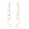 Elegante rotgoldene spiralförmige S-Linie Quasten-Ohrringe im minimalistischen Design - Gold