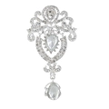 Silver vintage brooch with sparkling rhinestones and elegant pear-shaped crystals - Silver Vintage Pear Rhinestone