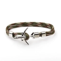 Detailed view of camouflage braided cord bracelet with silver airplane metal fastener - Camouflage