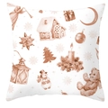 Housse de coussin Noël or rose avec maison en pain d'épices et motifs festifs - 45x45 cm / DRD357-11/Collage de Noël Rétro