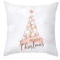 Housse de coussin en peau de pêche sapin de Noël rose doré avec bannière Merry Christmas - 45x45 cm / DRD357-5/Joyeux Noël Sapin