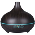Dark wood grain ultrasonic humidifier and essential oil diffuser in teardrop shape - Dark Wood Grain / 5V USB