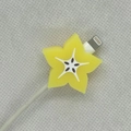 Star fruit shaped yellow silicone data cable protector for charging wire - Starfruit
