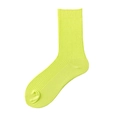 Neon yellow fluorescent crew socks with vertical ribbed texture in breathable cotton blend - One Size / Neon Yellow