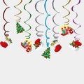 Colorful spiral Christmas hanging ornaments with festive tree and sock patterns - Festive Mixed Pattern Z-15
