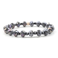 Damen-Perlenarmband mit grauen und schwarzen facettierten Perlen im Amethyst-Stil - Grau Schwarz Gold