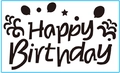 Black Happy Birthday balloon sticker featuring festive stars and fireworks graphics - Birthday 11 / Black