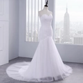 Elegante witte zeemeermin avondjurk met sweetheart halslijn en geplooide tule sleep - US 2 / Wit