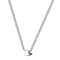 Polished silver stainless steel square pendant necklace for men and women on white background - Pendant 0.8cm / Silver (Chain Length 60cm)