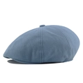 British style newsboy cap in dusty blue cotton fabric with octagonal crown design - 56-59 / Blue