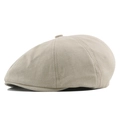 Classic beige flat cap in breathable cotton fabric with retro paneled construction - 56-59 / Beige