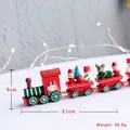 Mini red and green wooden Christmas train set with Santa figures, length 21cm - Style C 21cm