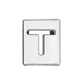 Polished silver 8mm Italian charm link featuring letter T for DIY bracelet - Letter T
