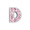 Silver 8mm letter D charm accessory with pink rhinestone pavé for DIY jewelry - Pink-Letter D
