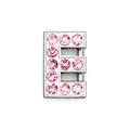 Detalle del dije letra E en plata cromada con 11 brillantes diamantes de imitación rosas - Rosa-Letra E