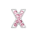 Polished silver alloy alphabet X pendant featuring embedded pink crystal rhinestones - Pink - Letter X