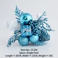 Blue Christmas pine cone spray with glitter berries and ornaments for festive decoration - Lake Blue