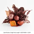 Rose gold Christmas sprig with pine cone, glitter balls, and festive gift box ornament - Bronze