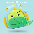 Cartoon blue dinosaur toddler backpack in soft neoprene with yellow side mesh pockets - Neoprene Dinosaur