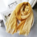 Lightweight cotton linen gradient scarf in yellow with soft natural fringe detail - Light Yellow + Ginger Yellow