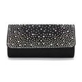 Elegant black evening clutch bag with sparkling rainbow rhinestones for formal dinner parties - Black