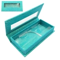 Scatola per ciglia finte glitterata verde acqua con finestra e vassoio interno - Glitter Blu Arcobaleno