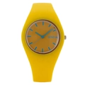Fashionable Geneva quartz watch with mustard yellow silicone strap and blue dial accents - Yellow