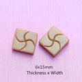 Miniature square resin chocolate accessory with swirly pattern measuring 6x15mm - Fan-shaped Style - Light Coffee