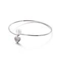 Bracciale minimalista in acciaio inossidabile argento con pendente a cuore e perla bianca - Colore Acciaio (KB112407-K)