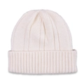 Classic cream white ribbed knit beanie for babies and parents with warm folded cuff - White