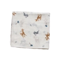 Lange en coton blanc doux pour bébé avec motifs de cerfs, lapins et oiseaux mignons - Lapin et cerf
