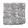 Lange en mousseline grise pour bébé avec motifs de flèches blanches et points - Impression directionnelle complète