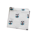 Lange en mousseline blanche pour bébé avec motifs de hiboux de dessin animé colorés - Hibou / chouette