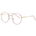 Monture de lunettes ronde rétro en métal or rose avec embouts roses antidérapants - Or Rose
