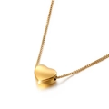 Collana minimalista con ciondolo a cuore dorato ed elegante catena box in acciaio titanio - Collana con ciondolo a cuore / Oro
