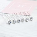 Lot de 6 épingles à cheveux de mariée en argent avec strass et design en U - Argenté